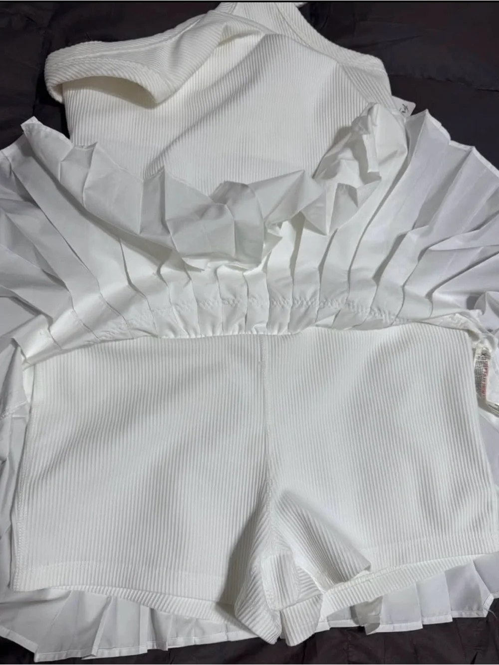 Free People White Tank Top Dress with Pleated Skirt